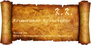 Krumenaker Krisztofer névjegykártya